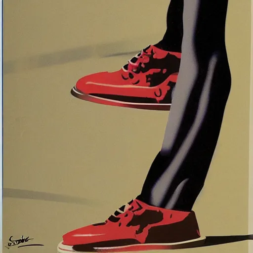 Image similar to concept art for shoes that can store meat, illustrated by syd mead, high quality