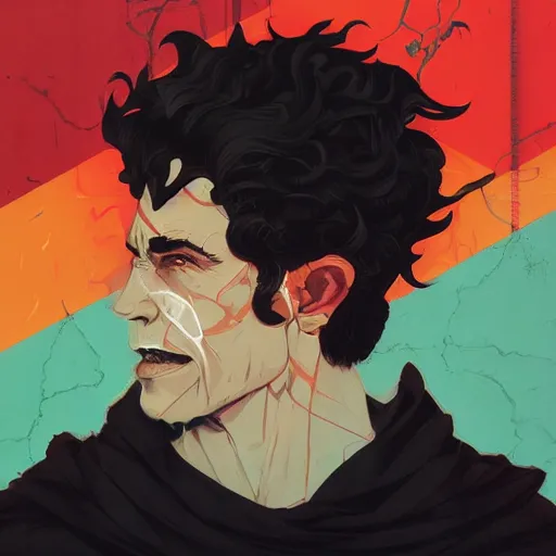 Image similar to Zagreus Hades profile picture by Sachin Teng, asymmetrical, Organic Painting , Matte Painting, geometric shapes, hard edges, graffiti, street art:2 by Sachin Teng:4