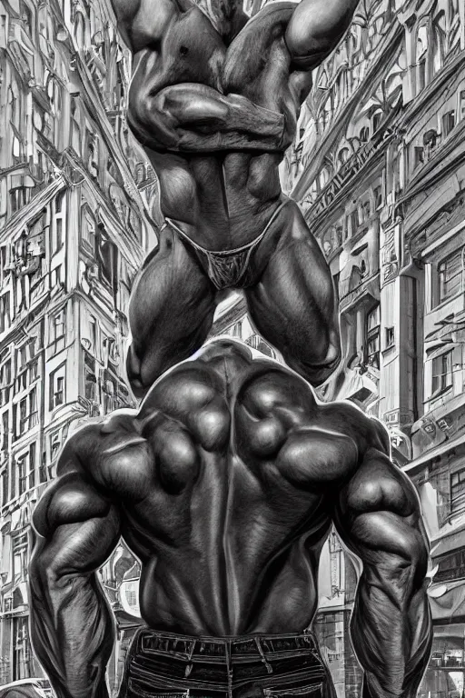 Image similar to gigachad luigi bodybuilder in the city by ilya kuvshinov, ernest khalimov body, super mario bros symmetrical face concept art, hyper realistic, intricate, elegent, highly detailed, digital painting, concept art, smooth, sharp, focus, illustration, art by artgerm and greg rutkowski and alphonse mucha, artstation