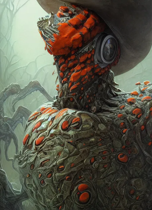 Image similar to carrot mf doom reptile eyes, carrot skin. intricate, elegant roots, highly detailed, centered, digital painting, artstation, concept art, smooth, sharp focus, illustration, artgerm, tomasz alen kopera, peter mohrbacher, donato giancola, joseph christian leyendecker, wlop, frank frazetta