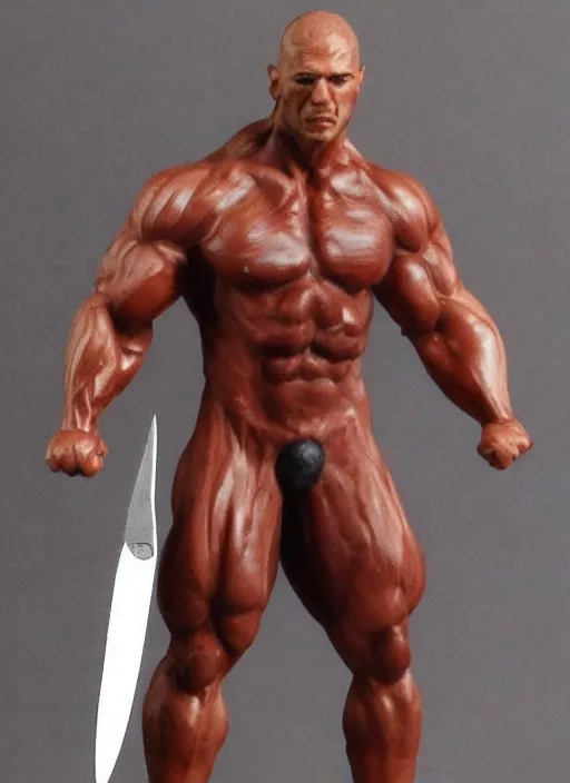 Prompt: Images on the store website, eBay, Full body, Miniature of a very muscular man with knife