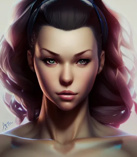 Image similar to beautiful portrait of a gorgeous personal trainer who looks like Cammy white , character design by charlie bowater, ross tran, artgerm, and makoto shinkai, detailed, soft lighting, rendered in octane