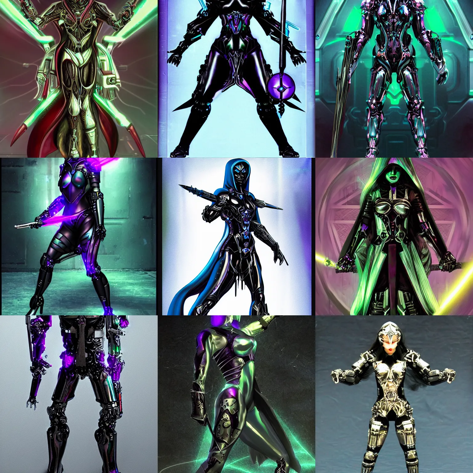 Prompt: Dark iridescent assassin powerful cybernetic deity