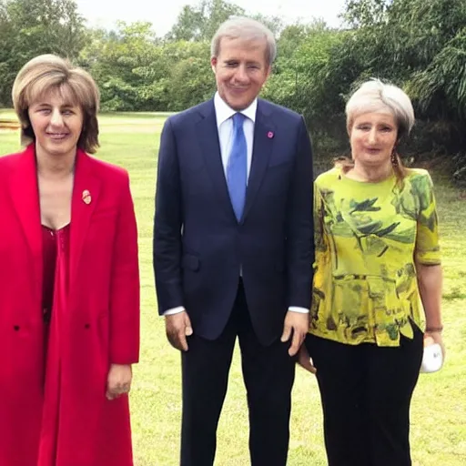 Prompt: photo of a prime minister with two girlfriends