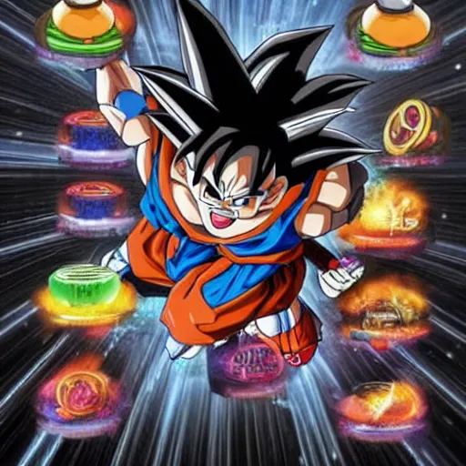 Image similar to a goku and mr popo hybrid casting destructo disc