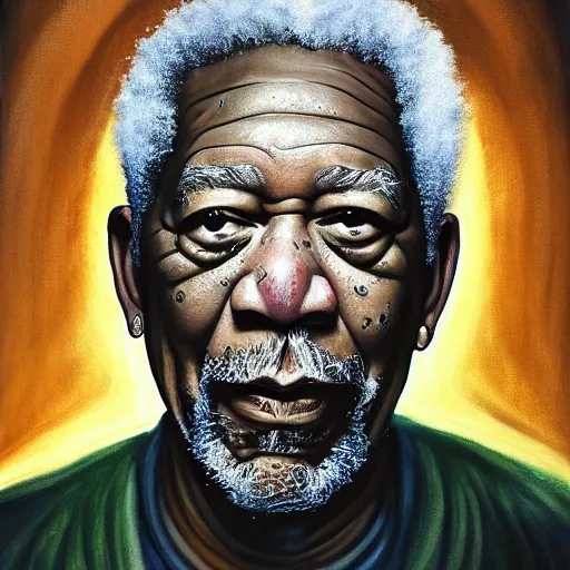 Image similar to morgan freeman as an eldritch god, painted, high detail, sharp focus, 4 k