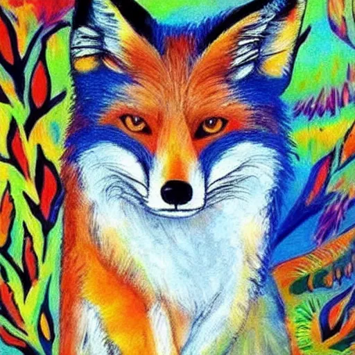 Prompt: retarded fox painting, vivid colors