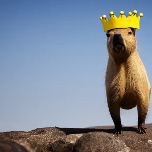 Prompt: Capybara as king of the world wearing a big crown, 4K, UHD, picture