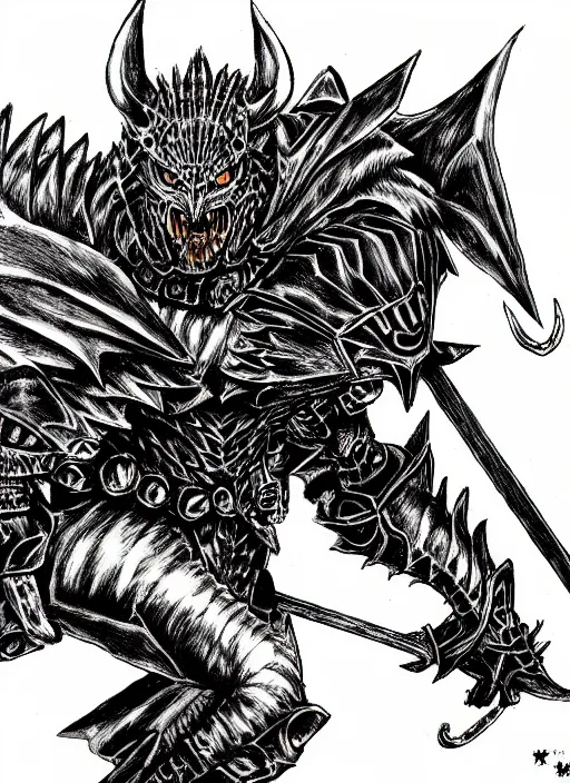 Image similar to demon wolf armored knight by kentaro miura