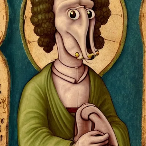 Image similar to handsome squidward, renaissance art style