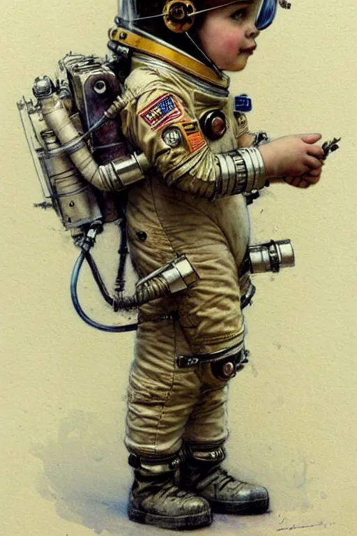 Image similar to (((((1950s child astronaut steampunk explorer . muted colors.))))) by Jean-Baptiste Monge !!!!!!!!!!!!!!!!!!!!!!!!!!!