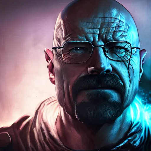 Image similar to Walter White in Skyrim, League of Legends amazing splashscreen artwork, (Gears of War), splash art,natural light, elegant, photorealistic facial features, intricate, fantasy, detailed face, atmospheric lighting, anamorphic lens flare, cinematic lighting, league of legends splash art, hd wallpaper, ultra high details by Greg rutkowski