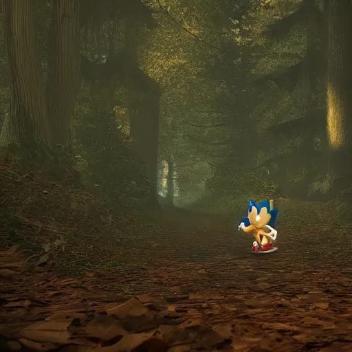 Prompt: sonic in a creepy forest at midnight, photorealistic, cinematic, beautiful, creepy, scary, 8k
