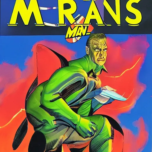 Image similar to hyperrealistic mr trash man comic book cover by alex ross with gouache and wash paints color