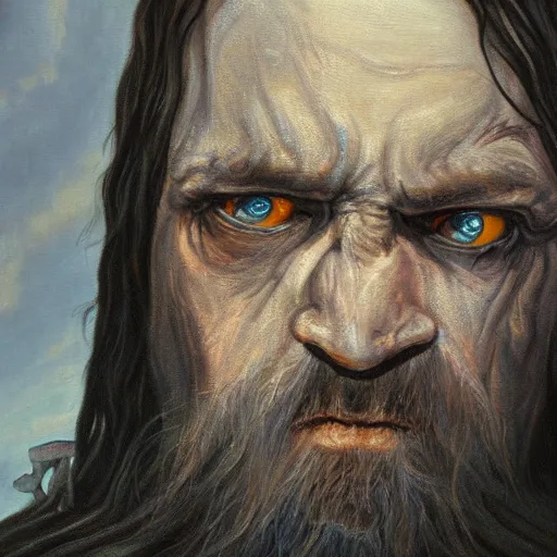 Image similar to portrait of a Wraith of LOTR, oil painting, high detail