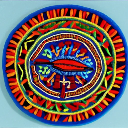 Image similar to painted Huichol figure of a harp seal, museum photo