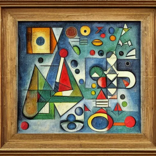 Prompt: mathematical equations inspired by bosch, bosch, kandinsky, miro, bosch, klee. mathematical paradise, detailed beautiful animals, equation heaven, detailed beautiful plants, platonic solids, elegant intricate diagrams, beautiful equations, oil paint, hyperrealistic, on loan from louvre, masterpiece