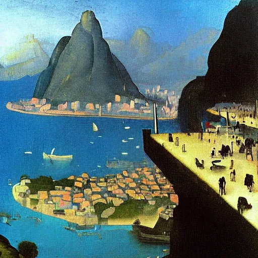 Prompt: rio de janeiro painted by johannes vermeer