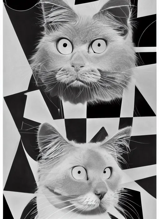 Image similar to futuristic lasers tracing, laser cat, selkirk rex longhair, by steven meisel, kaws, rolf armstrong, mondrian, kandinsky, perfect geometry abstract acrylic, octane hyperrealism photorealistic airbrush collage painting, dark monochrome, fluorescent colors, minimalist rule of thirds, eighties eros