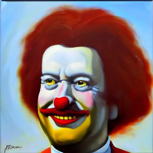 Prompt: oil painting of ronald mcdonald