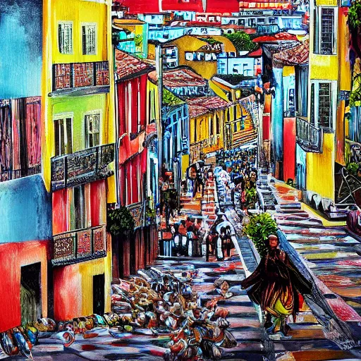 Prompt: Salvador Bahia, Pelorinho, artwork bykim jun ji,