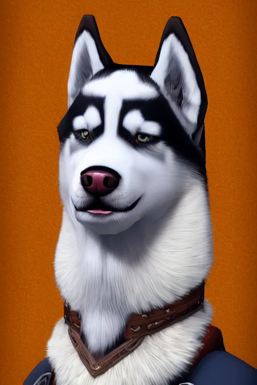 Prompt: a portrait painting of a husky in cowboy costume in the style of anime, [ western film ], [ character design ], humanoid, personify, anthropomorphic, trending on artstation, [ the sims 4 ]