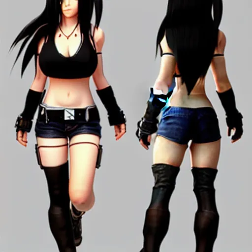 Image similar to full body concept of tifa lockhart, trending on artstation