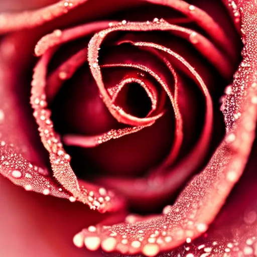 Image similar to dew on a rose, macro, highly detailed, photo