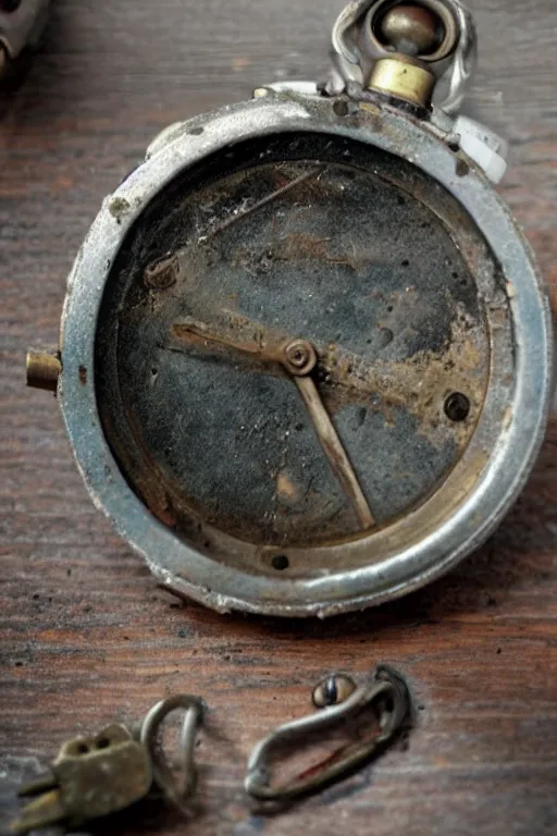 Prompt: An old stopwatch recovered from the bottom of the ocean