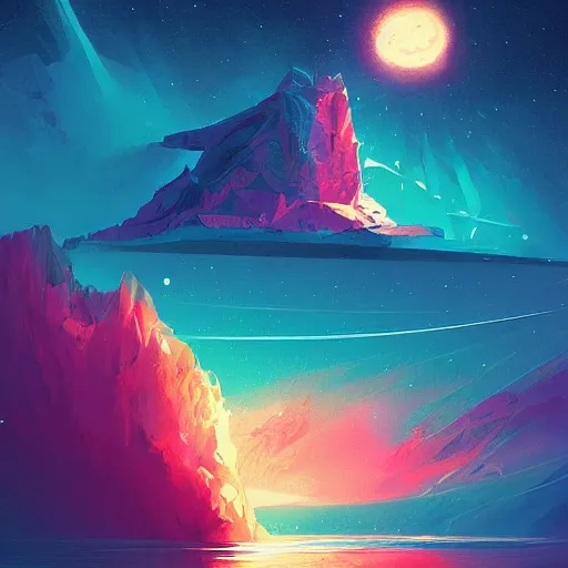 Image similar to an exposed iceberg floating in space with the universe inside, by anato finnstark, by alena aenami, by john harris, by ross tran, by wlop, by andreas rocha