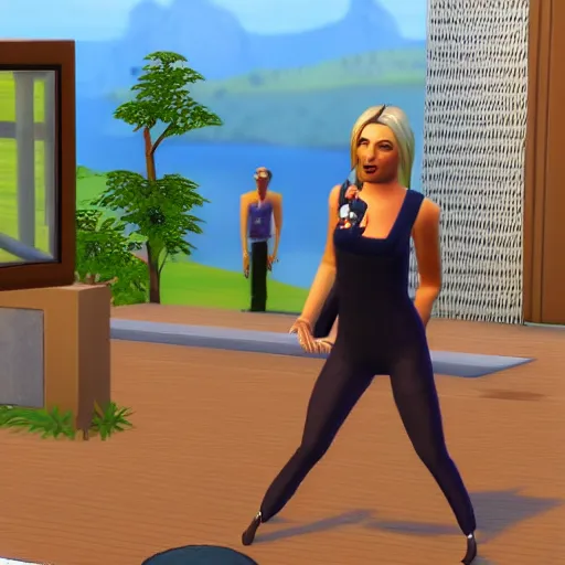 Image similar to madonna. snapshot from the sims