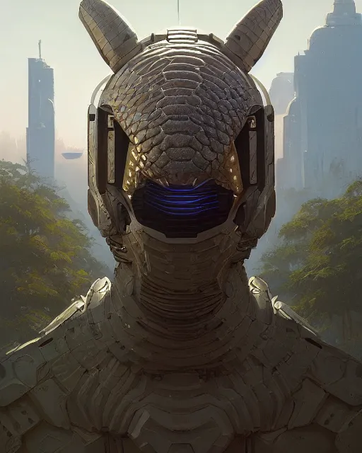 Prompt: highly detailed vfx portrait of a cyborg pangolin. wearing white and gold scaled armor. unreal engine, greg rutkowski, loish, rhads, beeple, makoto shinkai and lois van baarle, ilya kuvshinov, rossdraws, tom bagshaw, alphonse mucha, global illumination, detailed and intricate environment