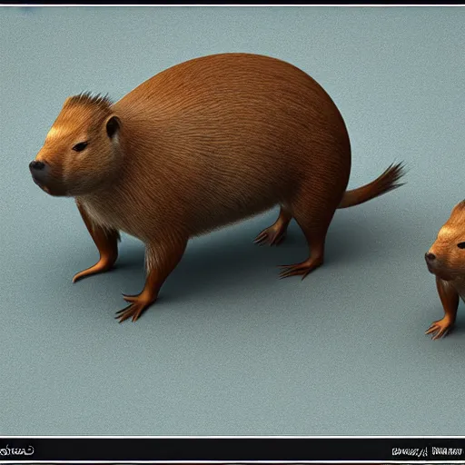 Prompt: Capybara miniature, 3d render