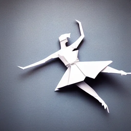 Image similar to origami dancer in white paper, 3 d render, ultra - detailed, on white background, studio shot