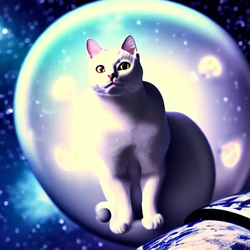 Prompt: cat in astronaut suit, in space, grand backgound, cgi render, 8 k - w 1 0 2 4