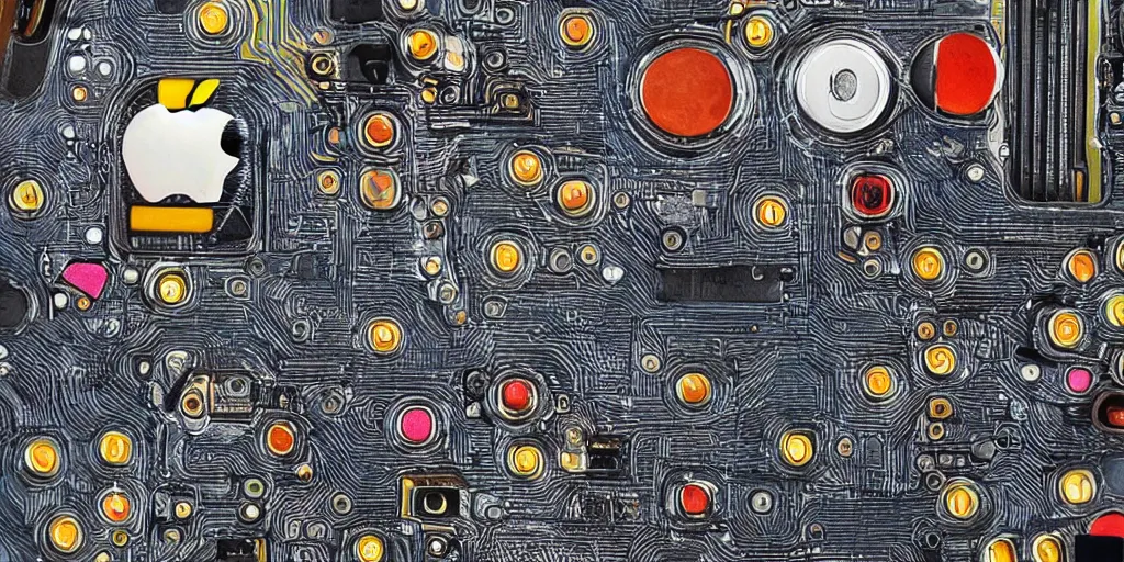 Prompt: the inner workings of an iPhone 13, high detail, colorful