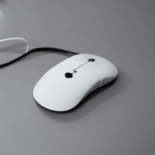 Image similar to A white computer mouse, designed by Apple, but actually ergonomically friendly