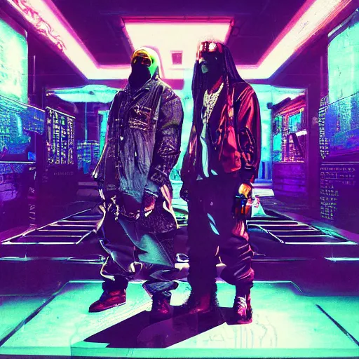 Image similar to cyberpunk rap album cover for Kanye West DONDA 2 designed by Virgil Abloh, HD, artstation