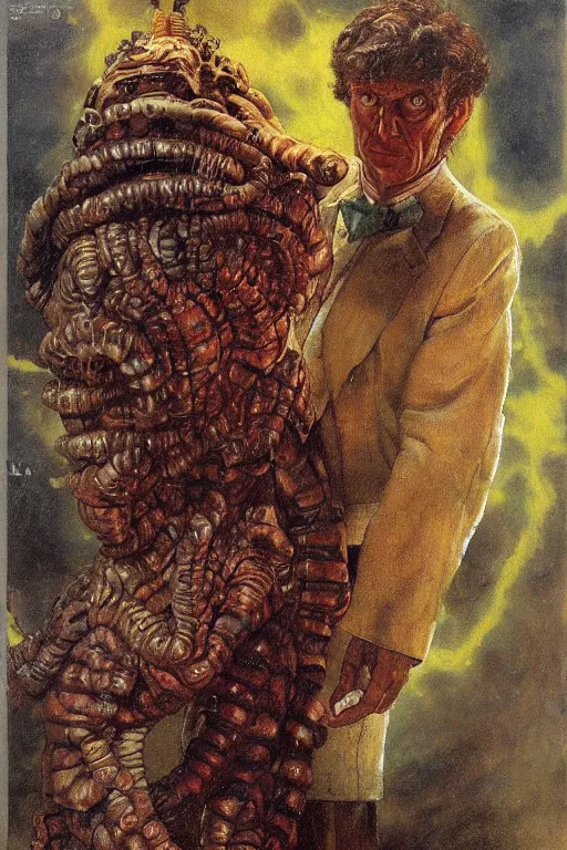 Prompt: full length portrait of dr who enemy zygon painted by lawrence alma tadema, zdzislaw beksinski, norman rockwell, jack kirby, tom lovell, alex malveda, greg staples, bbc, tv