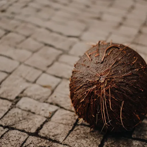 Prompt: a photo of a brown coconut is wearing a dress