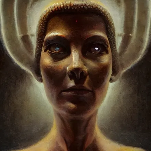 Image similar to detailed face of a woman with obsidian eyes in a biomorphic courtyard with dna sculptures at a science expo, atmospheric, ambient, pj crook, syd mead, livia prima, artgerm, greg rutkowski, nick alm, casey baugh