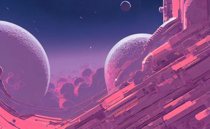 Image similar to space engine, intricate, moebius, james gilleard, print, game art