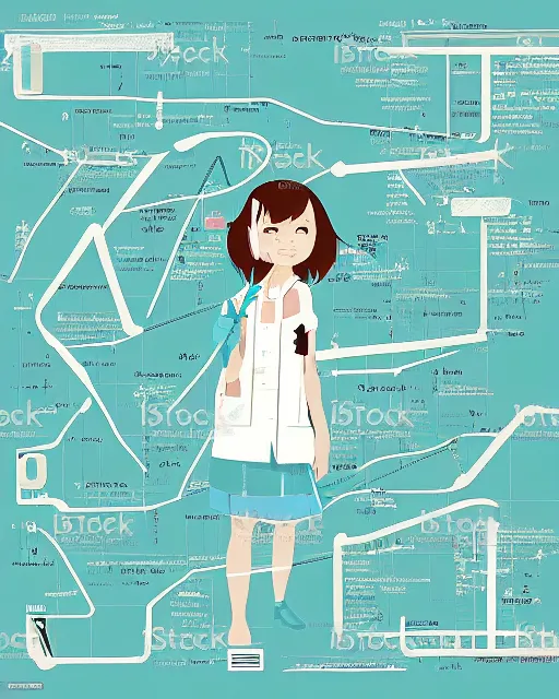 Prompt: a little girl in science lab experiment test tube microscope map. clean cel shaded vector art. minimalist illustration art by lois van baarle, artgerm, helen huang by makoto shinkai and ilya kuvshinov, rossdraws