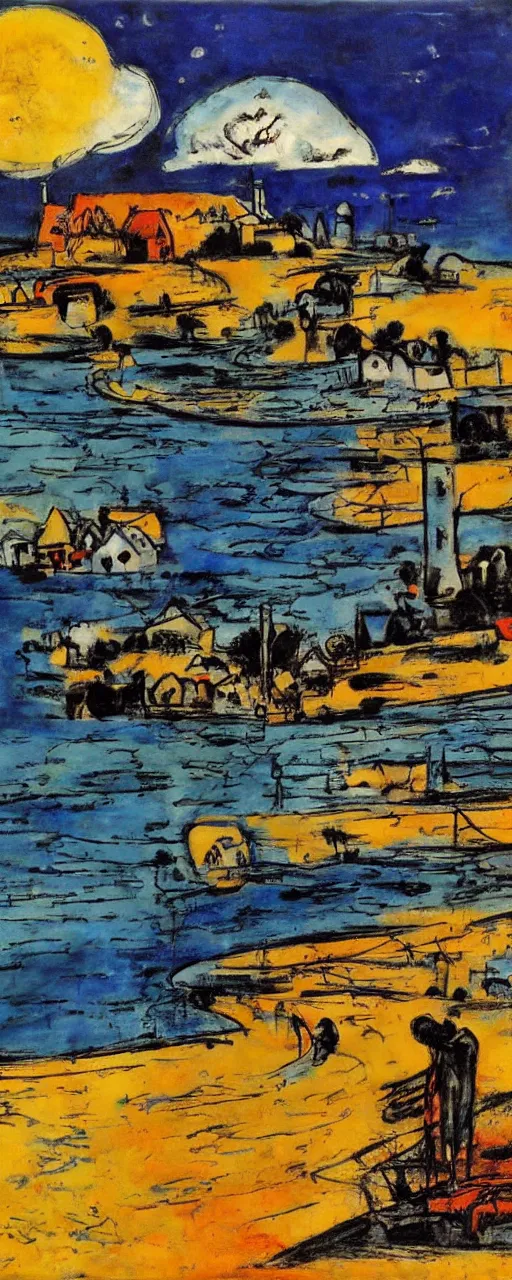 Prompt: dream of a happy place, by bernard buffet and emil nolde, 8 k, trending on artstation