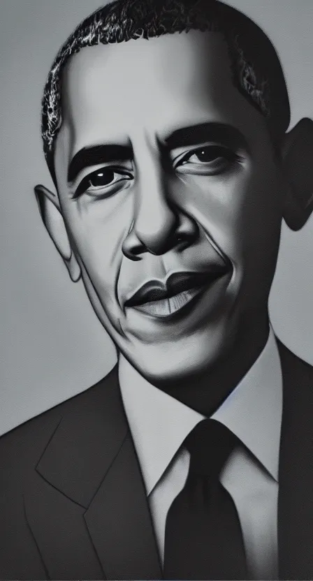 Image similar to portrait of barack obama, artwork by salman toor, cinematic light, atmospheric effects