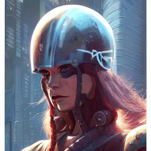 Image similar to cyberpunk viking helmet mask warrior goddess robot ninja fantasy, art gta 5 cover, official fanart behance hd artstation by jesper ejsing, by rhads, makoto shinkai and lois van baarle, ilya kuvshinov, ossdraws