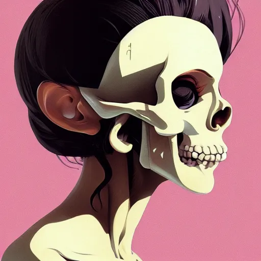 Prompt: anime skull portrait woman balloons, the simpsons, elegant, highly detailed, hard shadows and strong rim light, art by jc leyendecker and atey ghailan and sachin teng