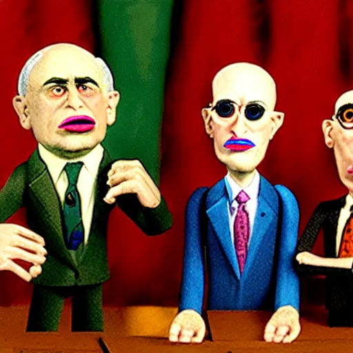 Prompt: esoteric israeli lobby controls us congress by otto dix, claymation