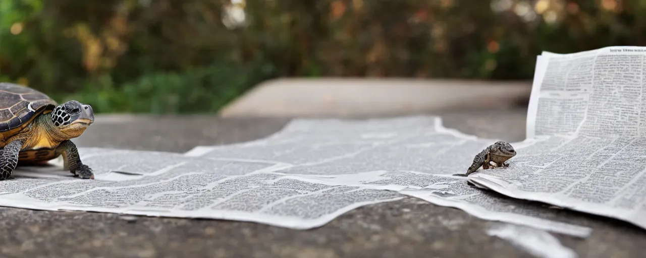 Image similar to turtle reading the newspaper