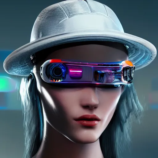 Image similar to a hat from the future, cyberpunk, highly detailed, epic lighting, hyper photorealism, 8 k